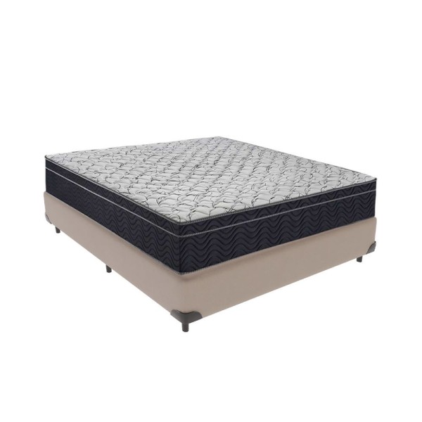 Encontraproduto.com.br - Conjunto Casal Cama Bege Box Colchão Extra Firme Ortobom D45