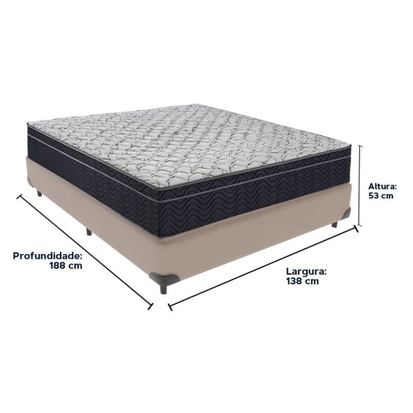 Encontraproduto.com.br - Conjunto Casal Cama Bege Box Colchão Extra Firme Ortobom D45