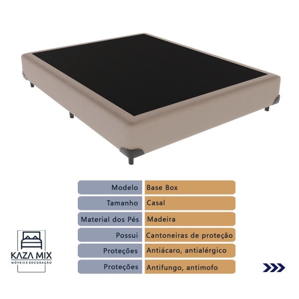 Encontraproduto.com.br - Conjunto Casal Cama Bege Box Colchão Extra Firme Ortobom D45