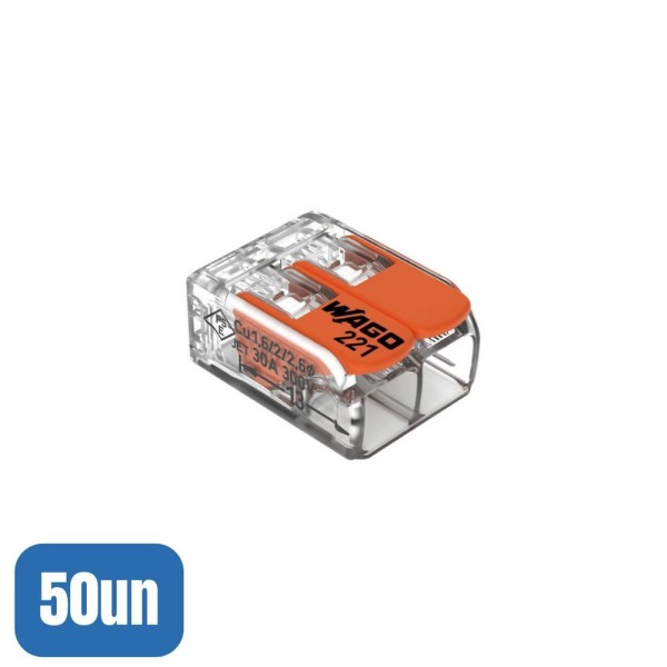 Encontraproduto.com.br - 50 Conectores Automáticos Até 6,0mm 2 Polos 41a - Wago