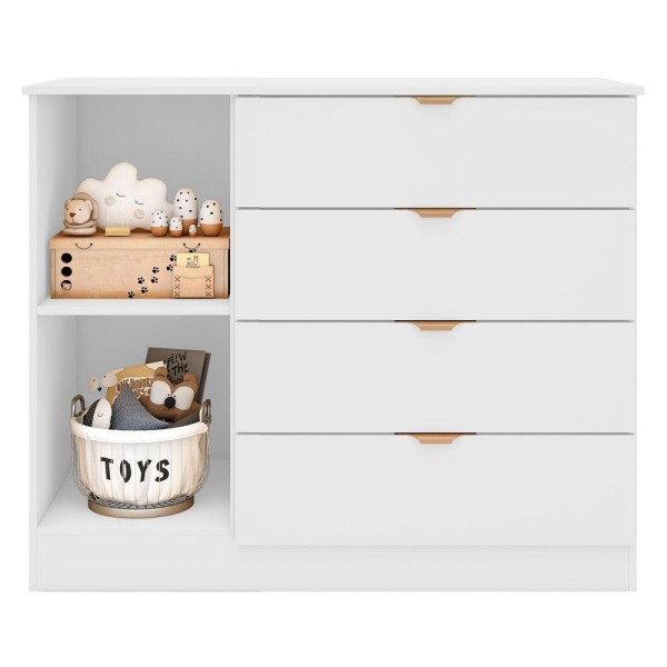 Encontraproduto.com.br - Quarto Infantil Com Guarda Roupa E Cômoda Ayla Branco - Phoenix Baby