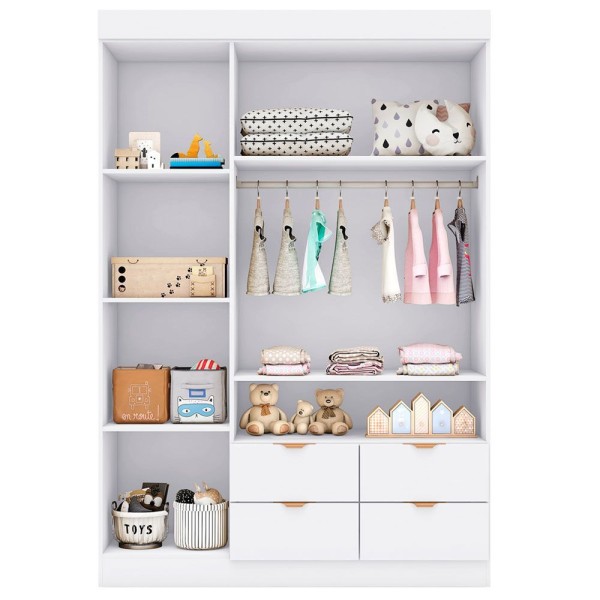 Encontraproduto.com.br - Quarto Infantil Com Guarda Roupa E Cômoda Ayla Branco - Phoenix Baby