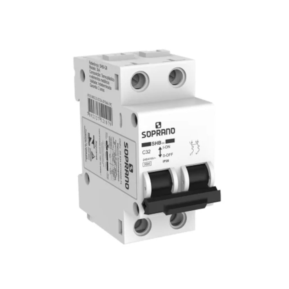 Encontraproduto.com.br - Disjuntor Bipolar SHB2 GII C0 40A - Soprano