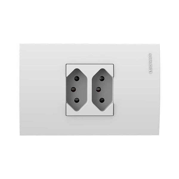 Encontraproduto.com.br - Conjunto Montado 4X2 1 Função Tomada Duplex 2P+T 10A 250V Atria Soprano Branco