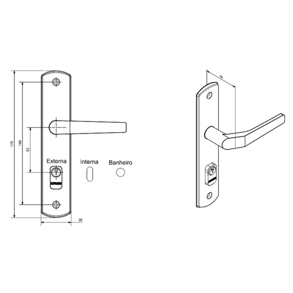 Encontraproduto.com.br - Fechadura Popline Externa ESP26 PY45 Antique Brass Soprano