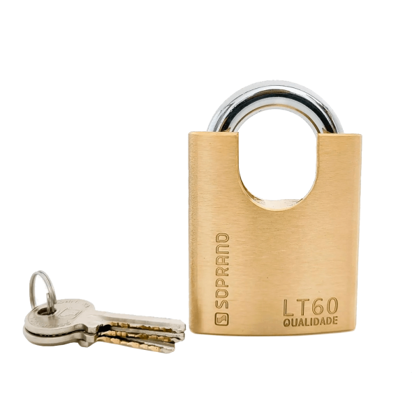 Cadeado de Latão 60mm Alta Segurança Escovado LT60 - Soprano