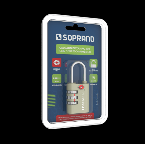 Encontraproduto.com.br - Cadeado pequeno com segredo TSA Z30 acetinado - Soprano