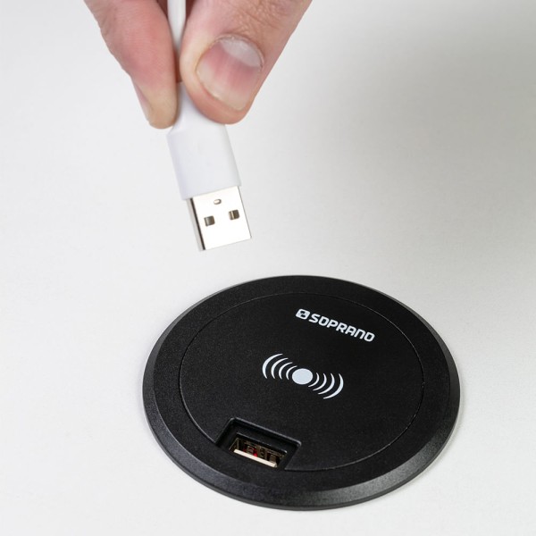 Encontraproduto.com.br - Carregador Sem Fio De Embutir Para Móveis 5w - Soprano