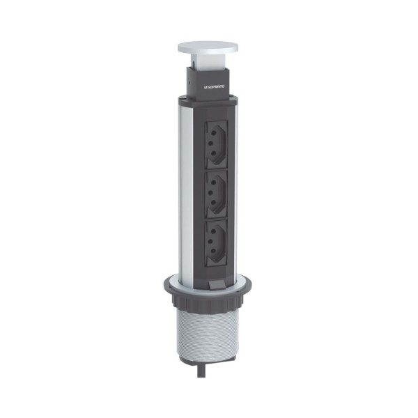 Torre de Tomada Embutir 3 Módulos de Energia Prata - Soprano