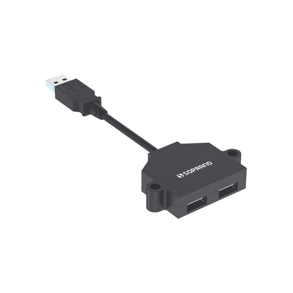 Encontraproduto.com.br - Tomada com 2 USB de Sobrepor para Móveis Preto - Soprano