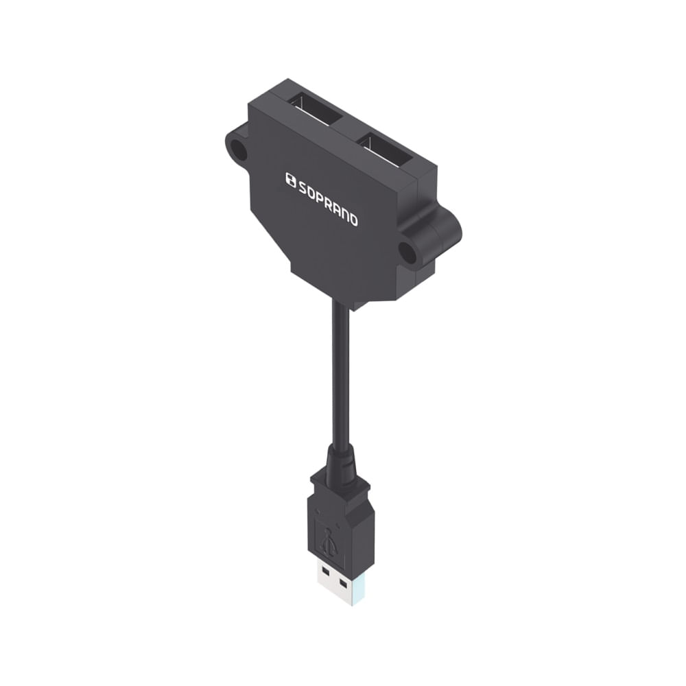 Encontraproduto.com.br - Tomada com 2 USB de Sobrepor para Móveis Preto - Soprano