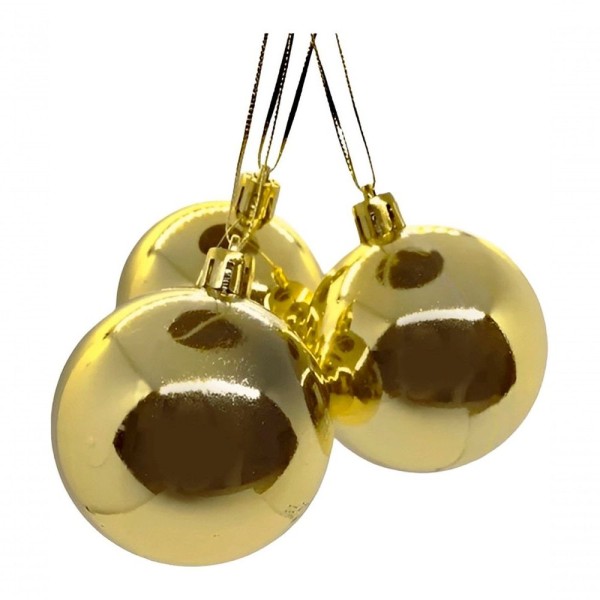 Encontraproduto.com.br - Kit 16 Bolas Decoração De Natal Dourada árvore De Natal 60mm