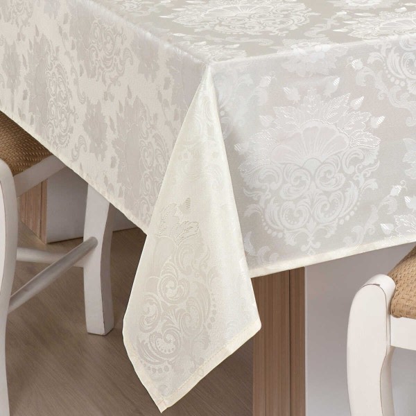 Encontraproduto.com.br - Toalha De Mesa Branyl Facilita Calém Retangular 160x220cm Pérola