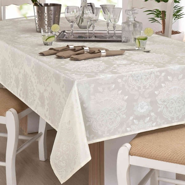 Encontraproduto.com.br - Toalha De Mesa Branyl Facilita Calém Retangular 160x220cm Pérola