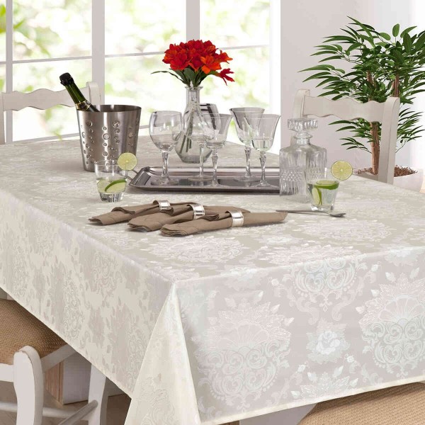 Encontraproduto.com.br - Toalha De Mesa Branyl Facilita Calém Retangular 160x220cm Pérola