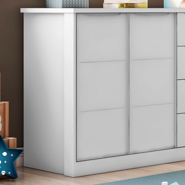 Encontraproduto.com.br - Quarto Infantil Completo Perola Com Guarda Roupa 3 Portas E Cômoda 2 Portas Branca - Phoenix Baby