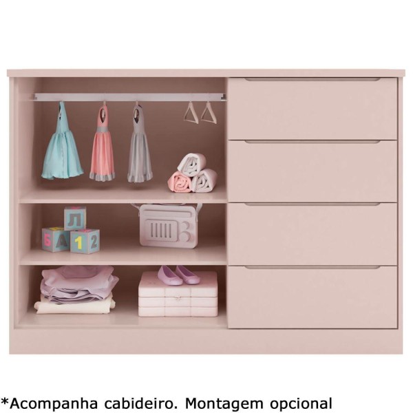 Encontraproduto.com.br - Cômoda Infantil Blenda Rosa Acetinado - Phoenix Baby