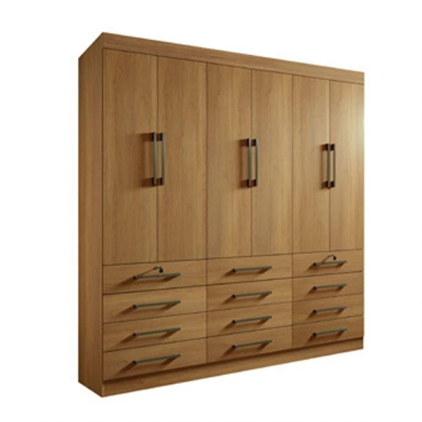 Guarda Roupa Casal 6 Portas 12 Gavetas Mônaco Cinamomo