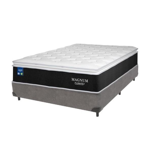 Encontraproduto.com.br - Cama Box Cinza Casal Colchão Magnum Plumatex Pillow Top High