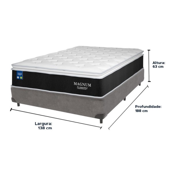 Encontraproduto.com.br - Cama Box Cinza Casal Colchão Magnum Plumatex Pillow Top High