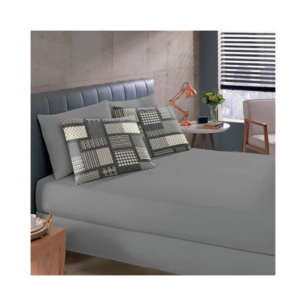 Jogo de Cama Queen 3 peças Estampado Castelmar Preto - Buettner