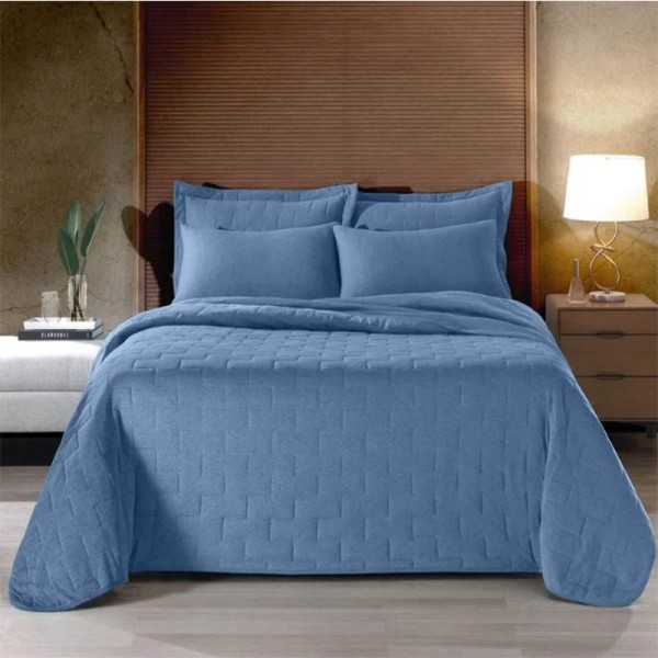 Encontraproduto.com.br - Kit Cobre Leito Buettner Queen Linha Basic Mescla 3pçs Azul