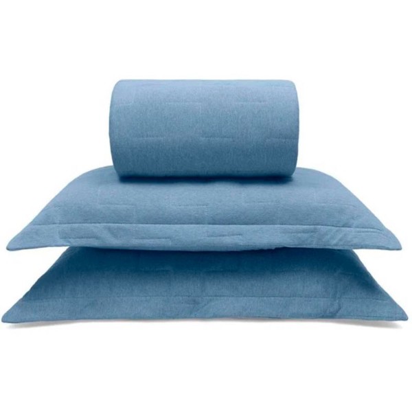 Encontraproduto.com.br - Kit Cobre Leito Buettner Queen Linha Basic Mescla 3pçs Azul