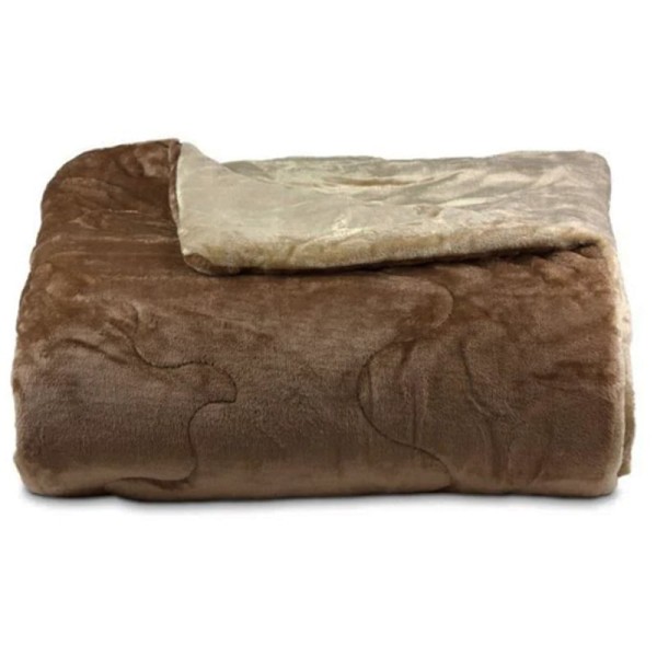 Edredom Buettner Queen Plush Flannel Dupla Face 240Mx260M Khaki Escuro E Khaki Claro