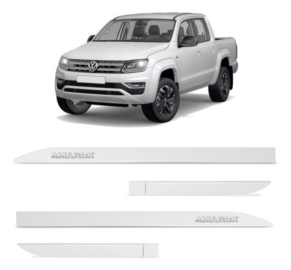 Encontraproduto.com.br - Jogo de Friso Lateral Amarok CD 2010 a 2023 Branco Cristal Alto Relevo