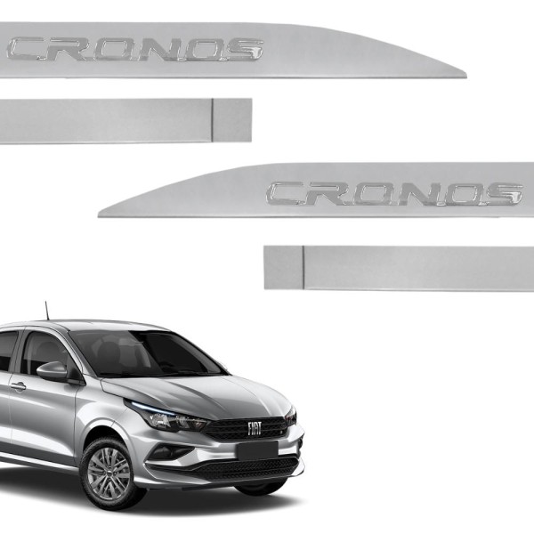 Encontraproduto.com.br - Jogo de Friso Lateral Cronos 2018 a 2023 Prata Bari Alto Relevo