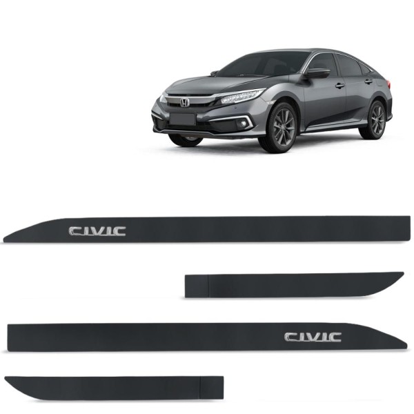 Encontraproduto.com.br - Jogo de Friso Lateral Civic 2017 a 2023 Cinza Basalto Alto Relevo