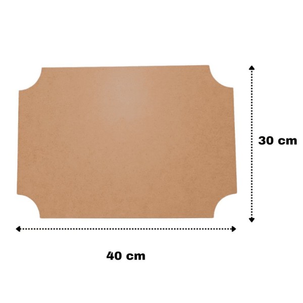 Encontraproduto.com.br - Sousplat Retangular Mdf 3mm Cantos Vieiras 40x30cm