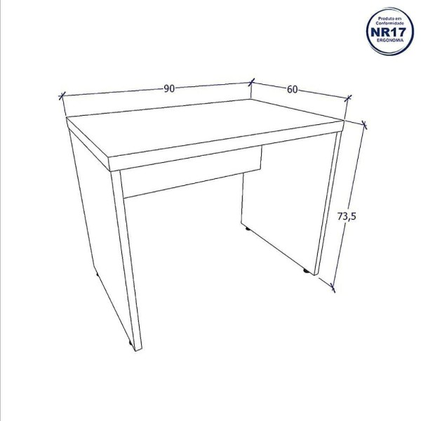 Encontraproduto.com.br - Mesa Para Estudos E Escritório Tampo 40mm 90cm Pés Painel nogal Com Preto Nogal Com Preto