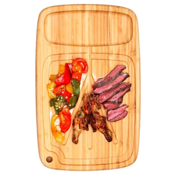 Encontraproduto.com.br - Kit 2 Tábua Corte Churrasco De Bambu Sulco E Vinco 39x25x2