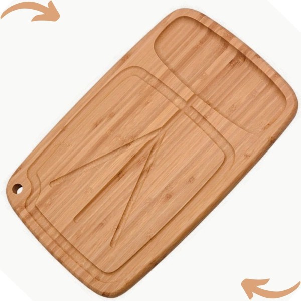 Encontraproduto.com.br - Kit 2 Tábua Corte Churrasco De Bambu Sulco E Vinco 39x25x2