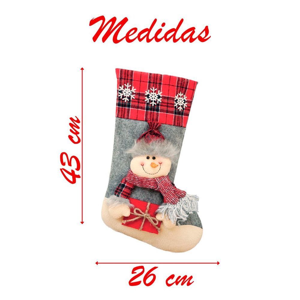 Encontraproduto.com.br - Par De Botas Meia Decoração Enfeite Natal Boneco Neve Papai Noel