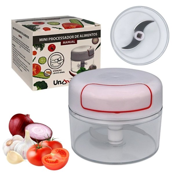 Encontraproduto.com.br - Mini Triturador De Cordinha Para Picar Cebolinha Alho Vinagrete Com Duas Lâminas De Inox Picador