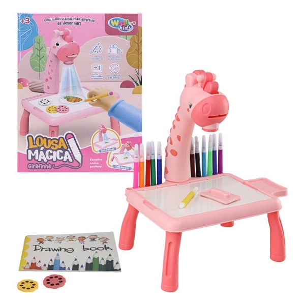 Mesinha Girafa Com Projetor Desenho Interativo Infantil Lousa Mágica