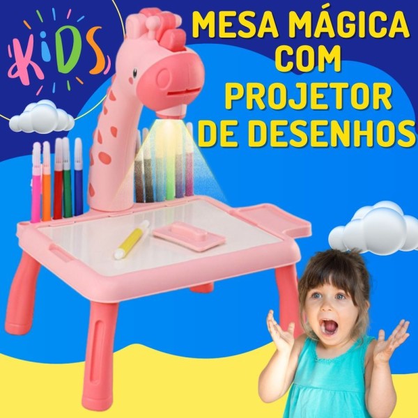 Encontraproduto.com.br - Mesinha Girafa Com Projetor Desenho Interativo Infantil Lousa Mágica