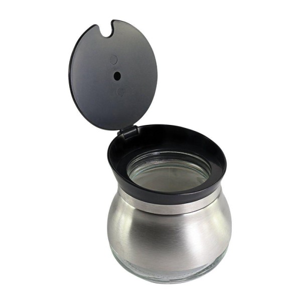 Encontraproduto.com.br - Açucareiro De Inox Com Colher Pote De Açucar E Fundo De Vidro