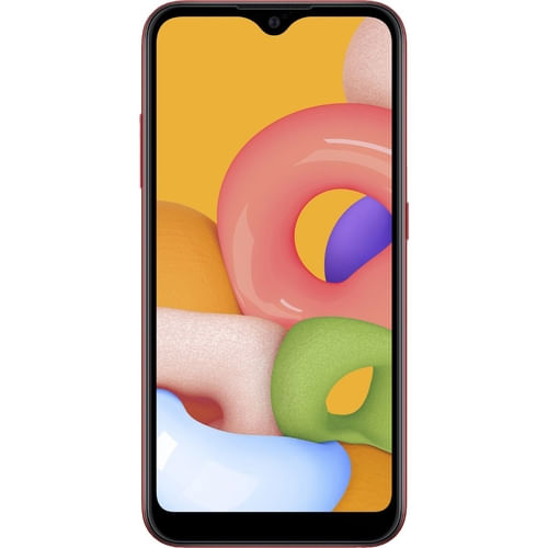 Encontraproduto.com.br - Smartphone Samsung Galaxy A01 32GB Dual Chip Tela Infinita de 5.7 Câmera Dupla Traseira 13MP+2MP Vermelha