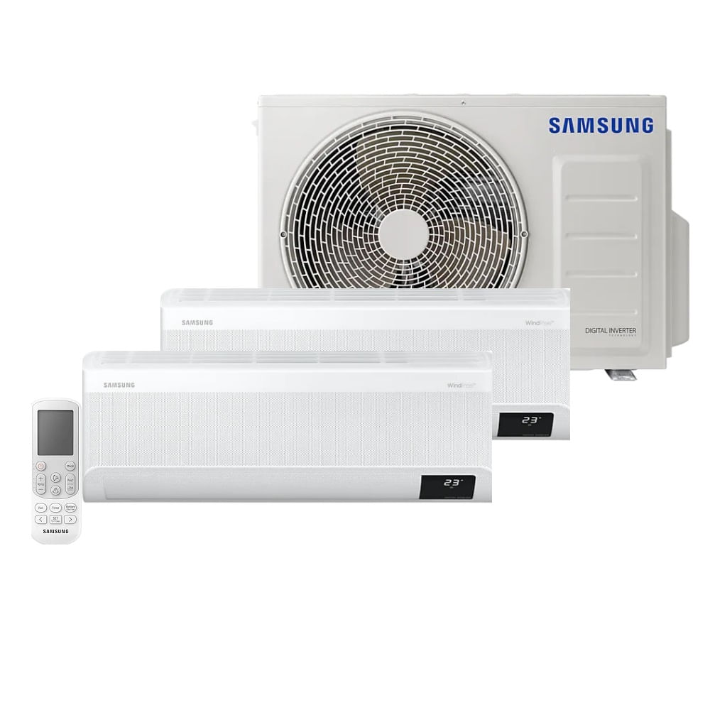 Encontraproduto.com.br - Ar Condicionado Multi Split Samsung Hi Wall Wind Free 3x9000 BTU/h Quente e Frio AJ080AXJ4KH/AZ– 220 Volts