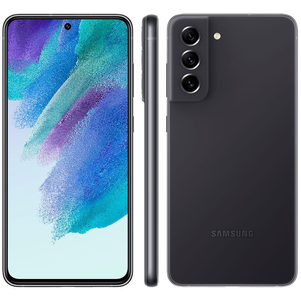 Encontraproduto.com.br - Smartphone Samsung Galaxy S21 FE 5G Preto 256GB, 8GB RAM, Tela Infinita de 6.4”, Câmera Traseira Tripla, Android 11 e Processador Octa-Core