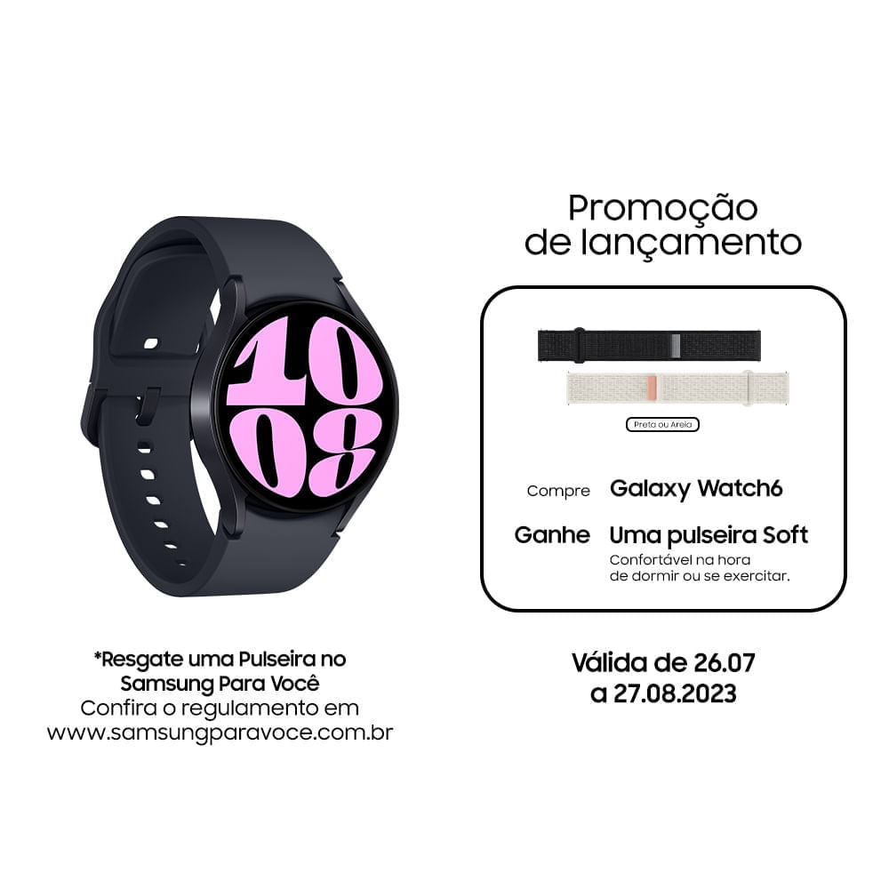 Encontraproduto.com.br - Smartwatch Samsung Galaxy Watch 6 40mm, Bluetooth, Grafite