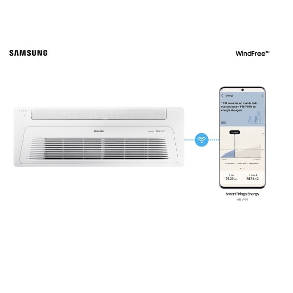Encontraproduto.com.br - Ar Condicionado Cassete Samsung Wind Free Inverter 24000 BTU/h Quente e Frio Monofásico AC024DN1DKG/AZ – 220 Volts