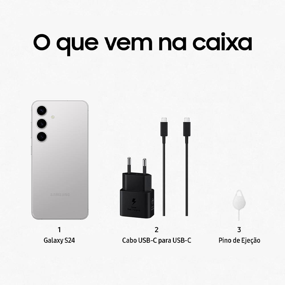 Encontraproduto.com.br - Smartphone Samsung Galaxy S24 5g Cinza 128gb, Tela 6.2 Cinza