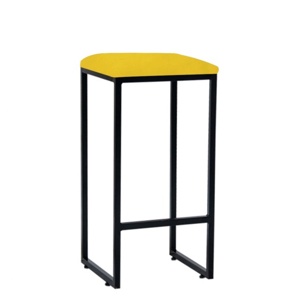 Encontraproduto.com.br - Kit 09 Banqueta Alta Lua Industrial Cozinha Bar Balcão Bistrô Ferro Preto Suede Amarelo - Ahazzo Móveis