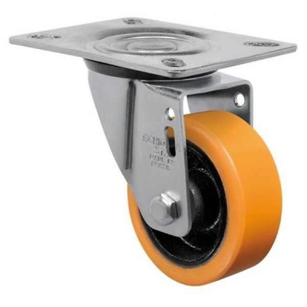 Rodízio Fixo de Poliuretano 3 Pol. 75mm FL 312 PE Suporta Até 170kg - Schioppa