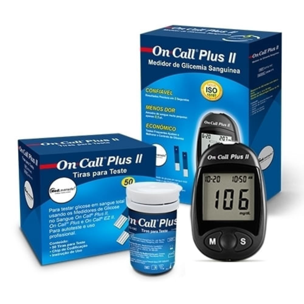 Encontraproduto.com.br - Monitor de Glicose + 50 Tiras de Glicose On Call Plus II