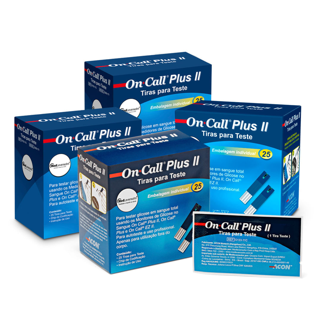 Encontraproduto.com.br - 100 Tiras de Glicose Individuais On Call Plus II